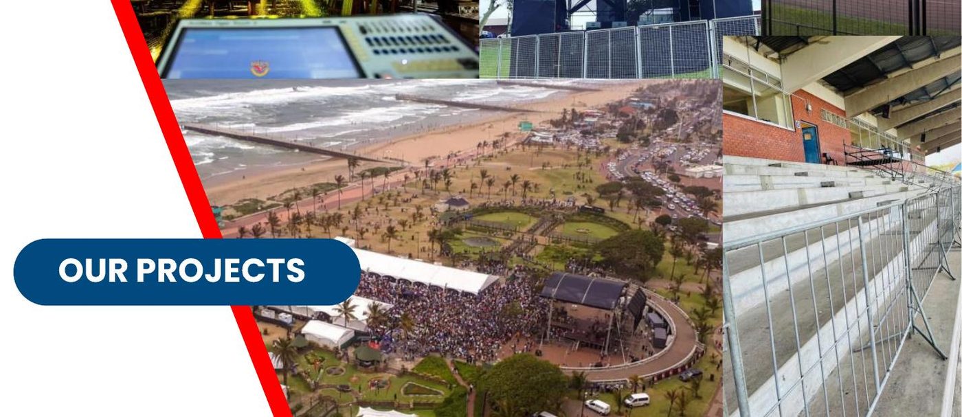 Aerial view of a beachfront festival production