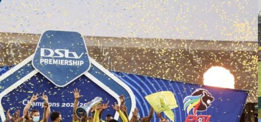 DStv Premiership trophy celebration on stage
